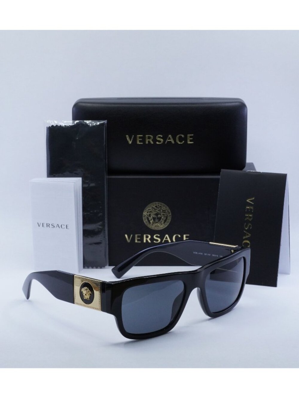 Versace VE4406 GB1/87 Rectangle Sunglasses – Black / Grey